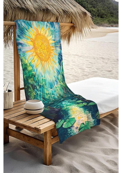 Dijital Baskı Plaj Deniz Havlusu Doğa Desenli Peştamal HVL0085 modelleri