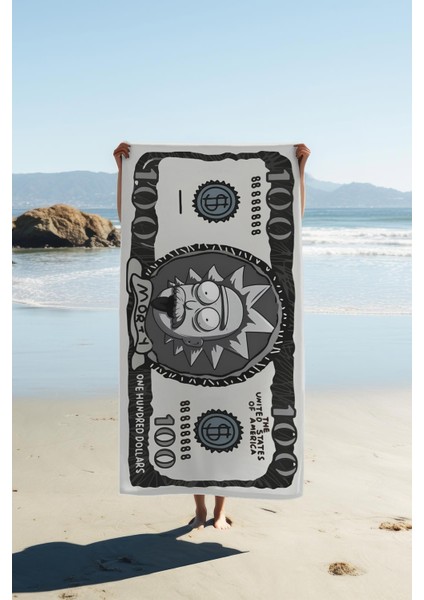 Dijital Baskı Plaj Deniz Havlusu Rick Figürlü Dolar Peştamal HVL0104