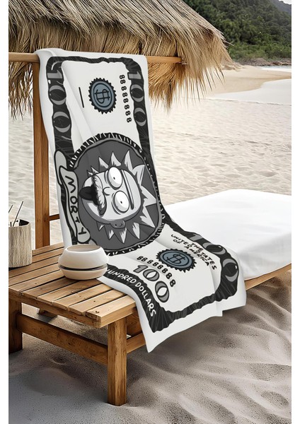 Dijital Baskı Plaj Deniz Havlusu Rick Figürlü Dolar Peştamal HVL0104 modelleri