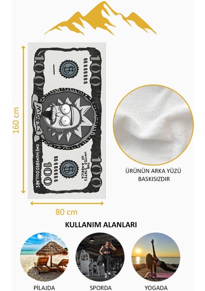 Dijital Baskı Plaj Deniz Havlusu Rick Figürlü Dolar Peştamal HVL0104 fırsatları