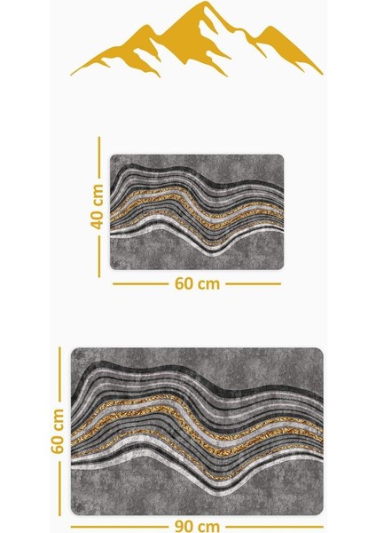 Yıkanabilir Kaymaz Tabanlı Modern Desenli 2'li Banyo Paspas Takımı BPS0030 fiyatları