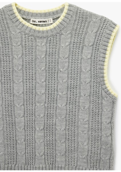 Kolsuz Biyeli Bisiklet Yaka Saç Örgüsü Dokulu Süveter modelleri