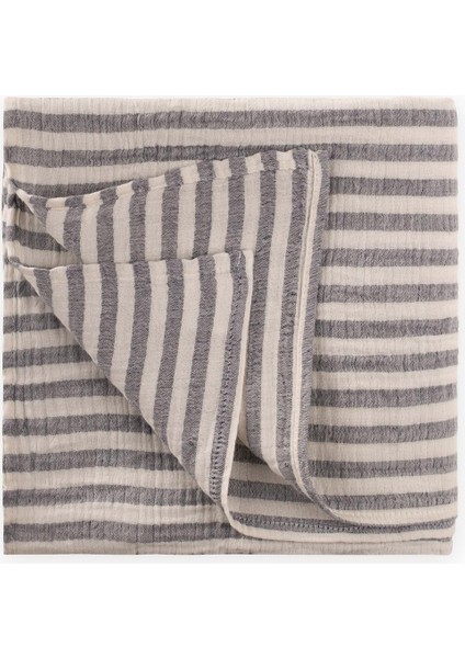 Naturel Battaniye 90X100CM Antrasit Kalın Çizgili