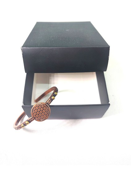 Bakır Bileklik, El Işçiliği ve Ölçüsü Ayarlanabilir Desenli Kadın Saf Bakır Bileklik