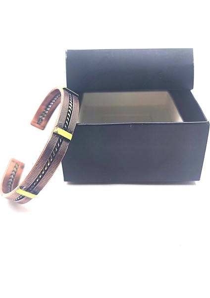 Bakır Bileklik, El Işçiliği ve Ölçüsü Ayarlanabilir Desenli Unisex Saf Bakır Bileklik