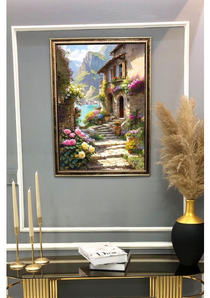 Manzara Temalı Dijital Baskılı Kadife Kumaş Çerçeveli Tablo TBL0057 fiyatları