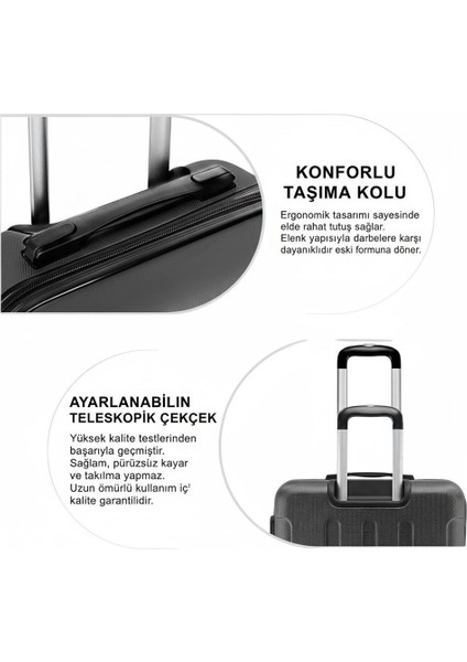 Scorpion Abs Valiz Seti 3’lü – Kabin Boy, Orta Boy, Büyük Boy – 360° Çift Tekerlek – Darbeye Dayanıklı Sert Bavul – Hafif & Güvenli Kilit Sistemi