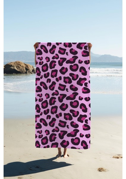 Dijital Baskı Plaj Deniz Havlusu Leoparlı Desen Peştamal HVL0014