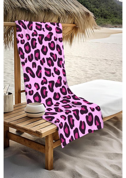 Dijital Baskı Plaj Deniz Havlusu Leoparlı Desen Peştamal HVL0014 modelleri
