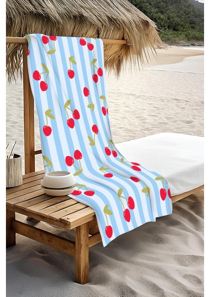 Dijital Baskı Plaj Deniz Havlusu Kiraz Desenli Peştamal HVL0034 modelleri