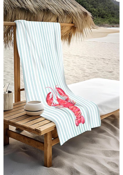 Dijital Baskı Plaj Deniz Havlusu Istakoz Desenli Peştamal HVL0215 modelleri