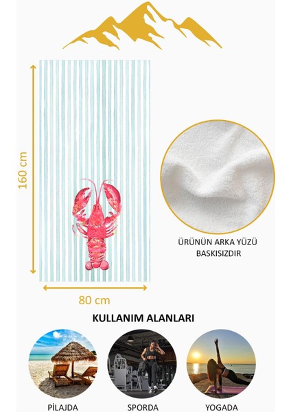 Dijital Baskı Plaj Deniz Havlusu Istakoz Desenli Peştamal HVL0215 fırsatları