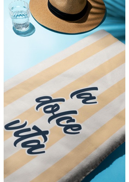 Dijital Baskı Plaj Deniz Havlusu Dolce Vita Desenli Peştamal HVL0219 fiyatları