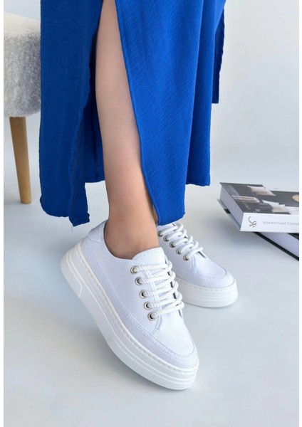 Carin Beyaz Keten Bağcıklı Spor Ayakkabı modelleri