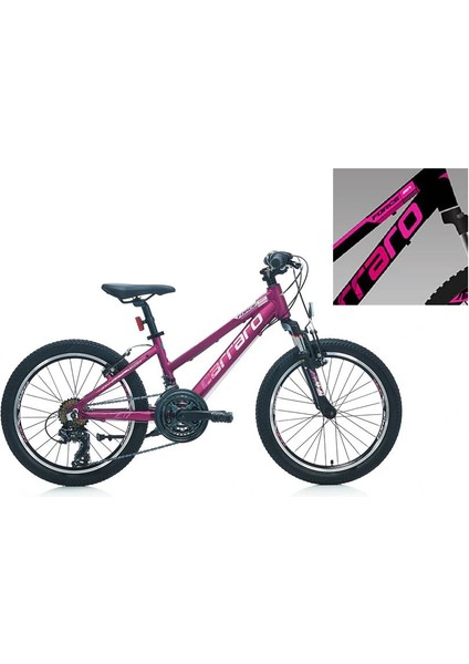 Force 201 Kız Çocuk Dağ Bisikleti 250H V 20 Jant 21 Vites Mat Siyah Fuşya Beyaz