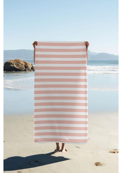 Dijital Baskı Plaj Deniz Havlusu Renkli Çizgi Desenli Peştamal HVL0071