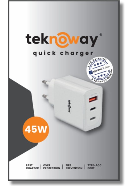 45W 2typc +1 USB Fast Charger