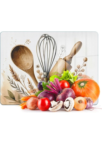 Cam Kesme Tahtası ve Sunumluk Kitchenware Desenli 20 x 30 cm