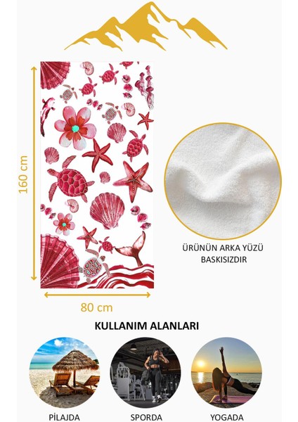 Dijital Baskı Plaj Deniz Havlusu Kaplumbağa ve Deniz Yıldızlı Peştamal HVL0125 fırsatları