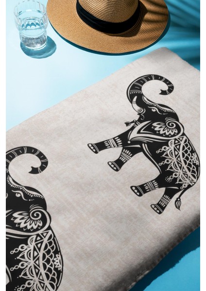 Dijital Baskı Plaj Deniz Havlusu Fil Desenli Peştamal HVL0132 fiyatları