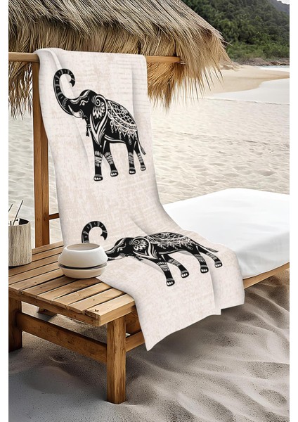 Dijital Baskı Plaj Deniz Havlusu Fil Desenli Peştamal HVL0132 modelleri