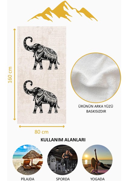 Dijital Baskı Plaj Deniz Havlusu Fil Desenli Peştamal HVL0132 fırsatları