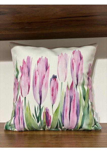 H1203 Pembe Mor Laleler Kırlent Runner 3lü Kombin fırsatları