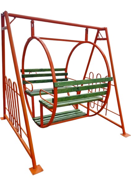 Turuncu Gondol Salıncak – Bahçe Için Dayanıklı Metal Gövdeli Konforlu Salıncak