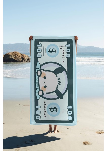 Dijital Baskı Plaj Deniz Havlusu Tavşan Figürlü Dolar Peştamal HVL0109