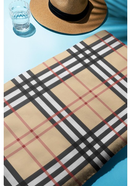 Dijital Baskı Plaj Deniz Havlusu Ekose Desenli Peştamal HVL0207 fiyatları