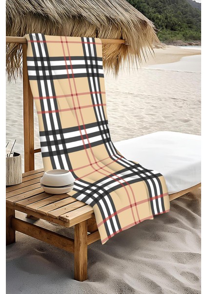 Dijital Baskı Plaj Deniz Havlusu Ekose Desenli Peştamal HVL0207 modelleri