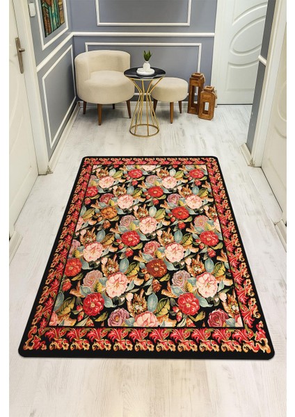 Vintage Desen Dijital Baskı Kaymaz Taban Halı H1048