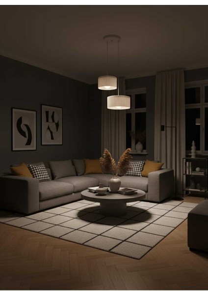 Lüks Beyaz Renk 2'li Modern Dekoratif Salon, Oturma Odası ve Mutfak Sarkıt Avize (Lamba Hediyedir) fırsatları