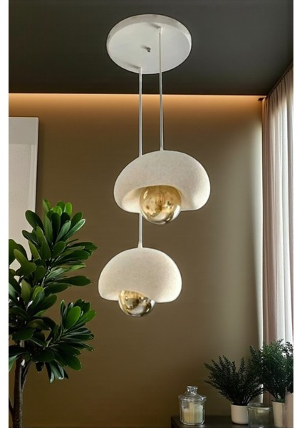 Beyaz Dekoratif 2'li Sarkıt Avize Bohem Beton Görünüm Rustik E27 Modern Avize (E27 Ampul Dahildir.) fiyatları