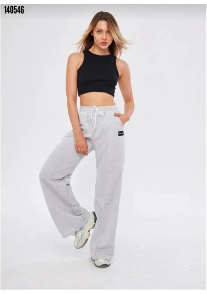 Iki Iplik Bol Paça Eşofman Pantalon - Gri