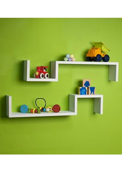 Şekilli Ahşap Duvar Rafı Dekoratif Süs Eşyaları Için Depolama Rafı Kitaplık Beyaz 2 Adet fiyatları