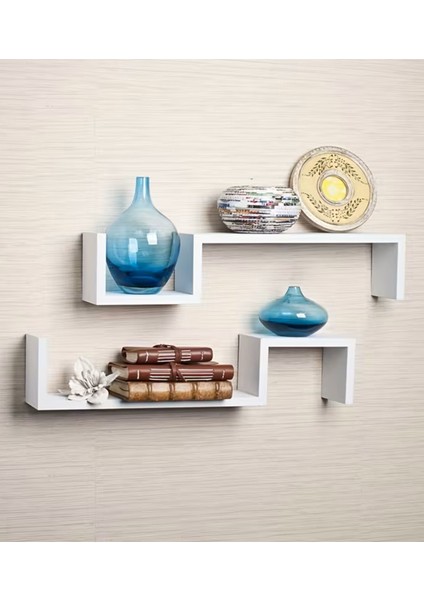 Şekilli Ahşap Duvar Rafı Dekoratif Süs Eşyaları Için Depolama Rafı Kitaplık Beyaz 2 Adet fırsatları