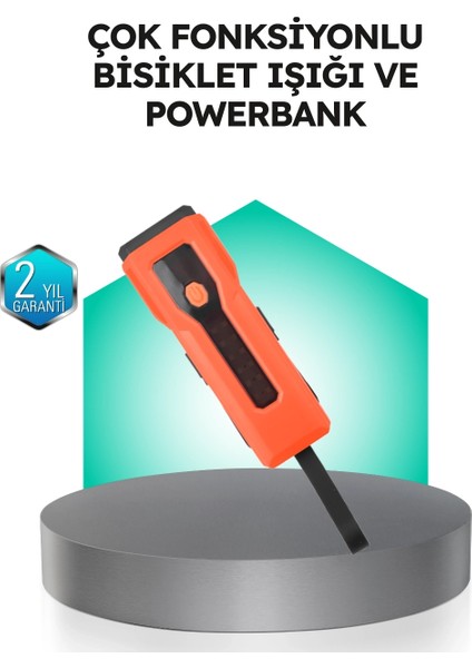 Buğz 5000 Mah Bataryalı Bisiklet Farı Cob Çakar Çok Fonksiyonlu