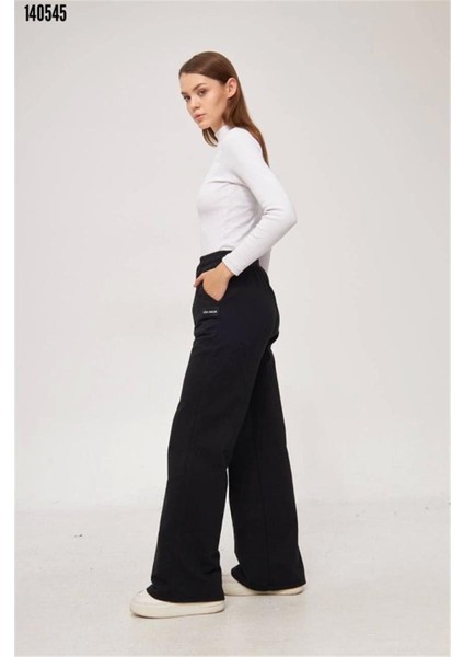 Iki Iplik Bol Paça Eşofman Pantalon - Siyah fiyatları