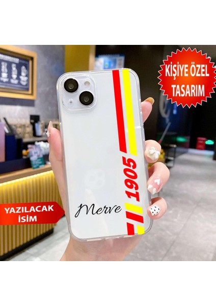 Iphone 15 Uyumlu Kişiye Özel Isim Eklenebilir Desenli Şeffaf Silikon Kılıf