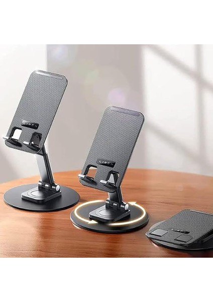 Ayarlanabilir Tablet ve Cep Telefonu Standı Kendi Etrafonda 360 Derece Dönebilen Alüminyum Masaüstü Çok Amaçlı Telefon Dock Tutucu