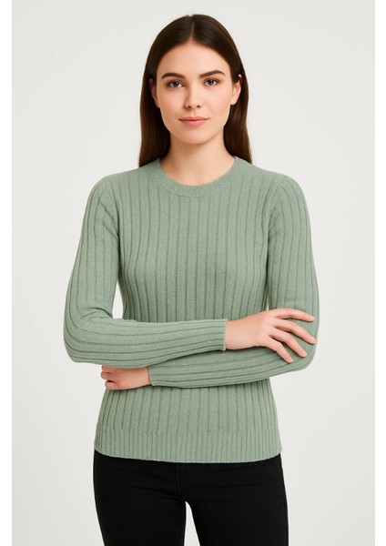 Erkek Bisiklet Yuvarlak Yaka Triko Kazak Pamuklu Kalın Fitilli Dokuma, Regular Fit Uzun Kollu Kış fırsatları