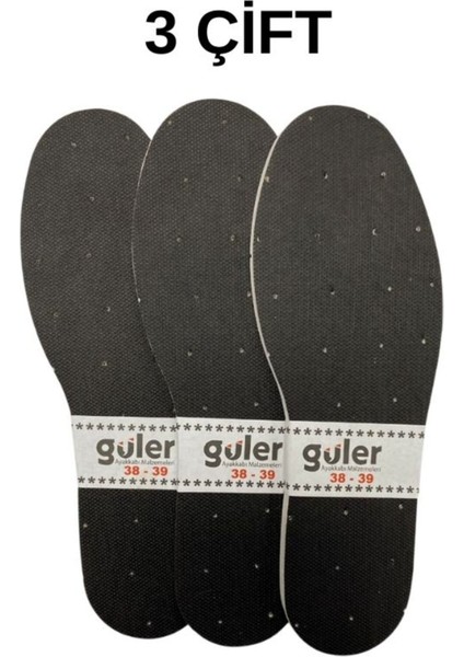 Siyah Iç Tabanlık Astarı Petli, 3 Çift, 38-39, Konfor ve Hijyen