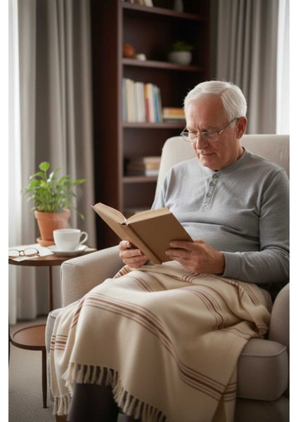 5 Çizgili Doğal Pamuk, Yumuşak Battal Boy Pike, Koltuk Örtüsü, Çok Amaçlı Örtü 240X260 Cm.