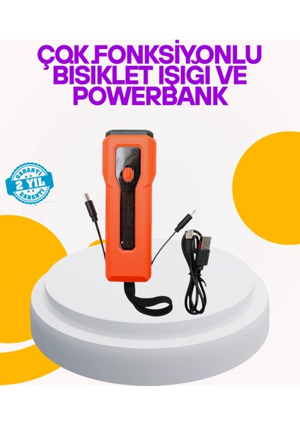 Buğz Su Geçirmez Bisiklet Işığı 5000 Mah Powerbankli Ön Far