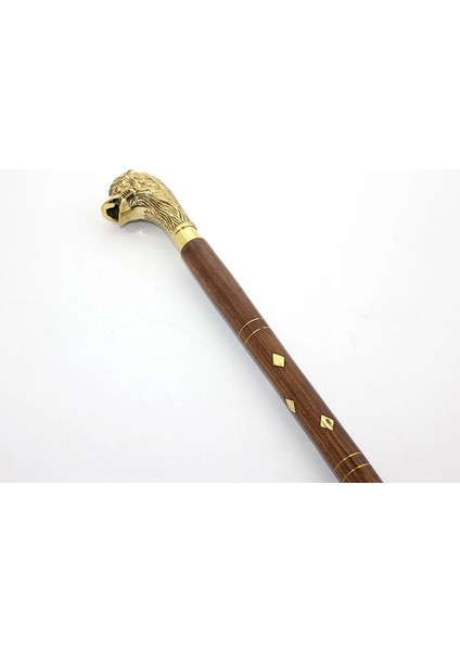 Pirinç Aslan Büstü Baston 9073A