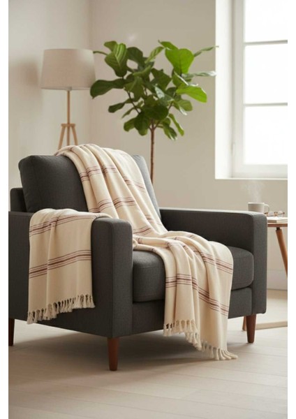 5 Çizgili Doğal Pamuk, Yumuşak Battal Boy Pike, Koltuk Örtüsü, Çok Amaçlı Örtü 240X260 Cm. fırsatları