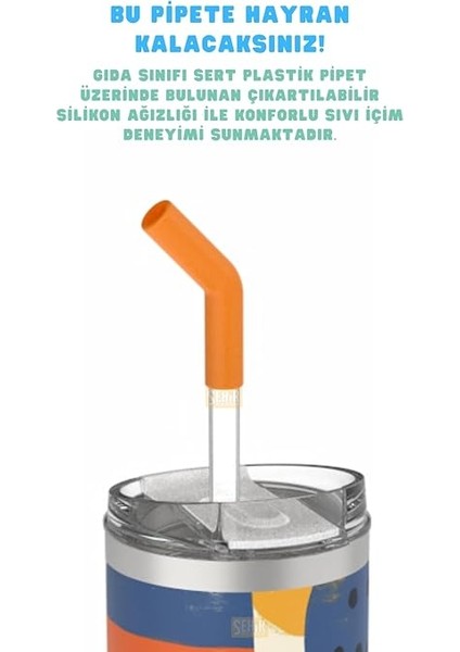 590ML Desenli Pipetli/pipetsiz Çift Kullanım Tumbler Kahve Bardağı/mug Paslanmaz Çelik Termos (Rainforest) modelleri