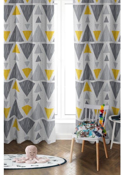 Parlak Saten Mikro Kumaş Çift Kanat Çocuk Odası Fon Perde Takımı PRD0037