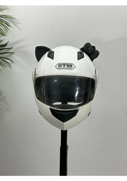 Motor & Motosiklet Siyah Fiyonklu Siyah Kedi Kulak Kask Dış Aksesuarı